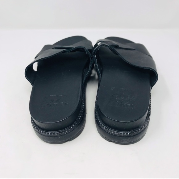 Sorel Roaming Black Criss Cross Slide Sandals - Picture 5 of 7